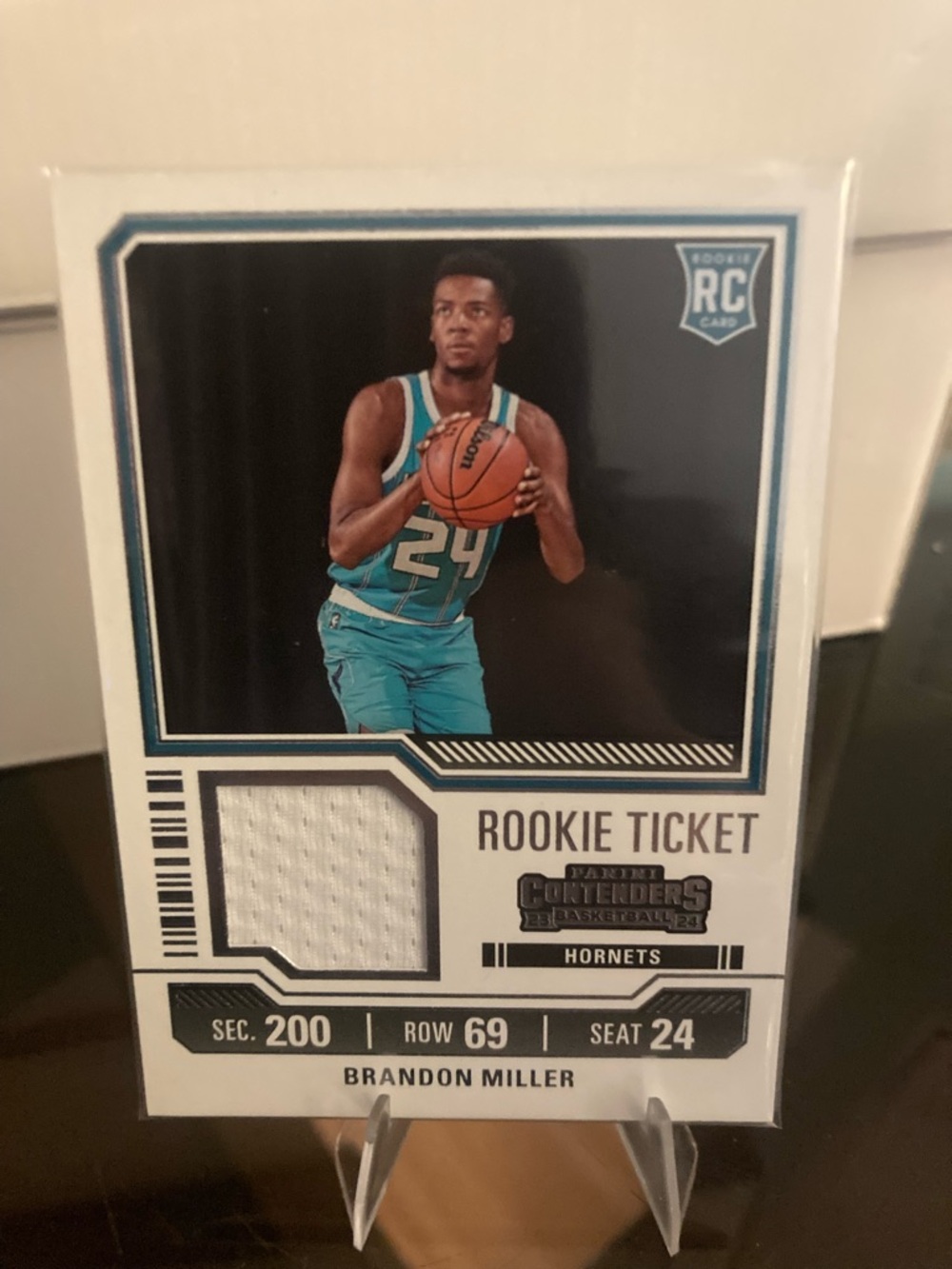Brandon Miller patch Rookie Ticket Basketball Card - Hornets Teal/White